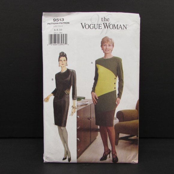 Vogue Woman 9513 Fitted Dress 6 8 10 Easy Uncut Sewing Pattern - Picture 2 of 6